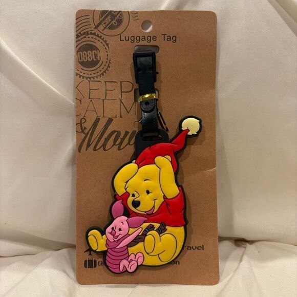 Disney Santa Pooh & Piglet 3D Silicone Luggage Tag Backpack Bag Identifier NWT - Picture 3 of 5